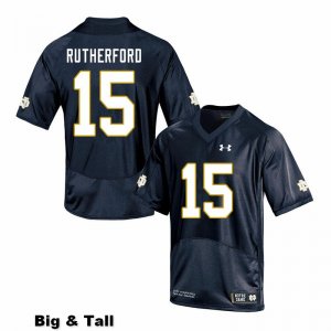 Notre Dame Fighting Irish Men's Isaiah Rutherford #15 Navy Under Armour Authentic Stitched Big & Tall College NCAA Football Jersey HYG1299UN